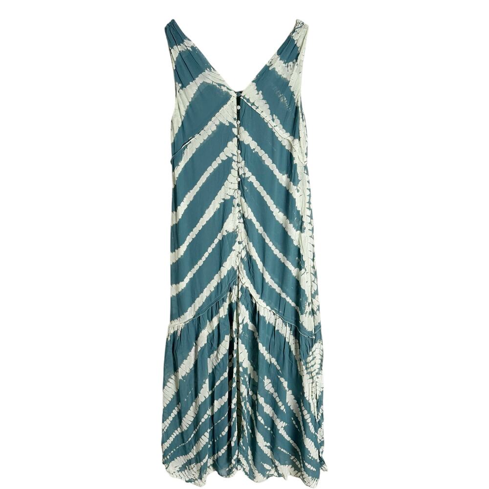 Young Fabulous & Broke Blue Tie Dye Sleeveless V-Neck Button Front Maxi Dress M